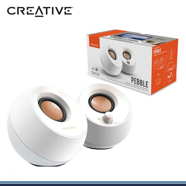 COLUNAS CREATIVE 2.0 PEBBLE USB BRANCO