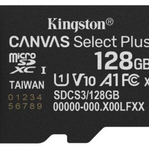 CARTÃO DE MEMÓRIA MICRO SDXC 128GB KINGSTON CANVAS GO! PLUS GEN 3 CL10 UHS-I U3 170MB/S C/ADAPTADOR PRETO